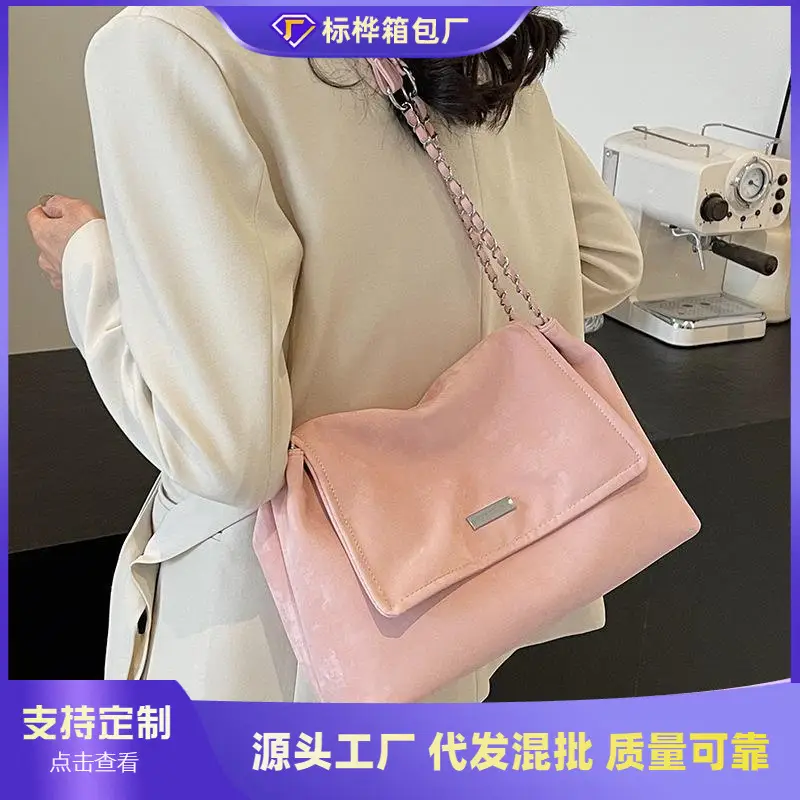 Pink Chain Shoulder Bag for Women Spring Summer