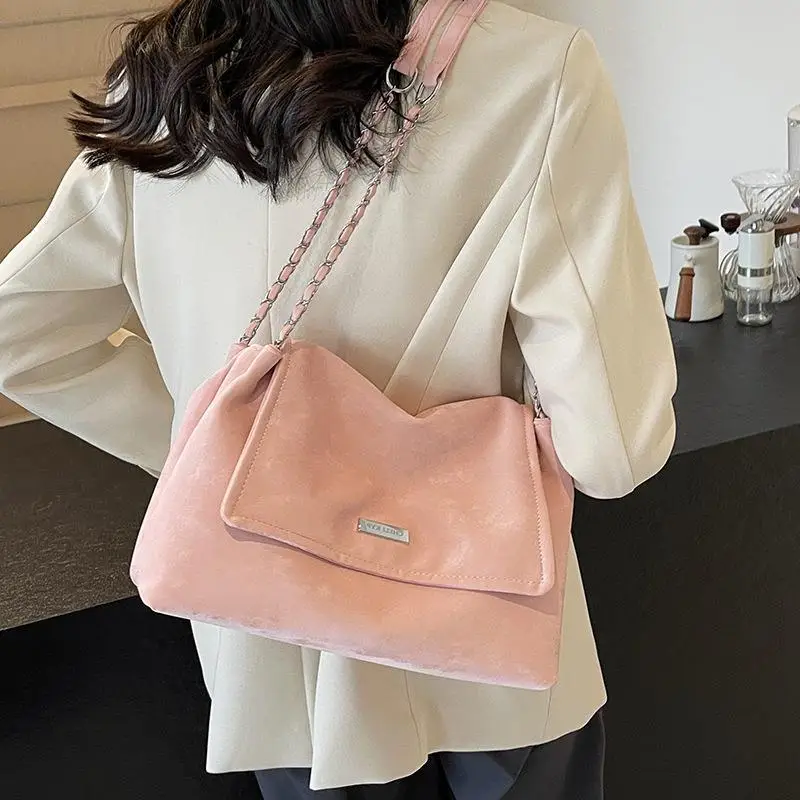 Pink Chain Shoulder Bag for Women Spring Summer