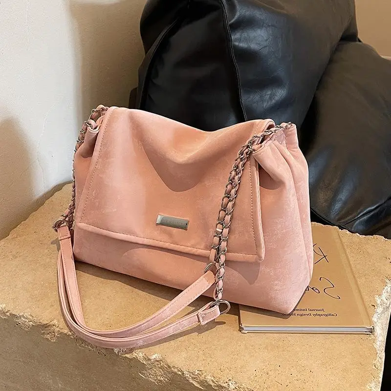 Pink Chain Shoulder Bag for Women Spring Summer