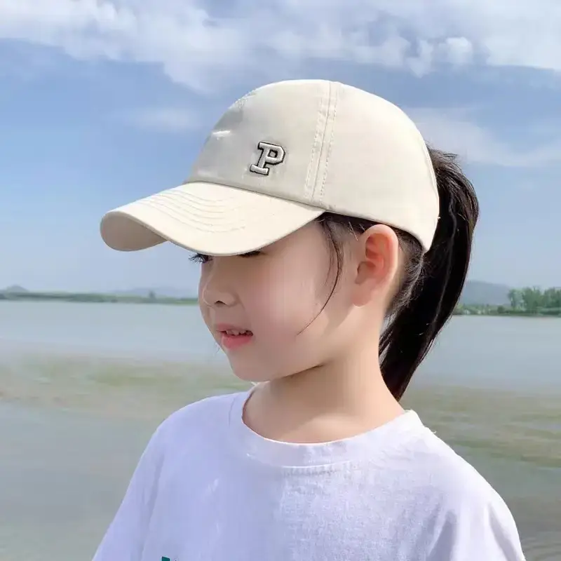 Girls Baseball Cap with Ponytail Hole & UV Protection - Image 2