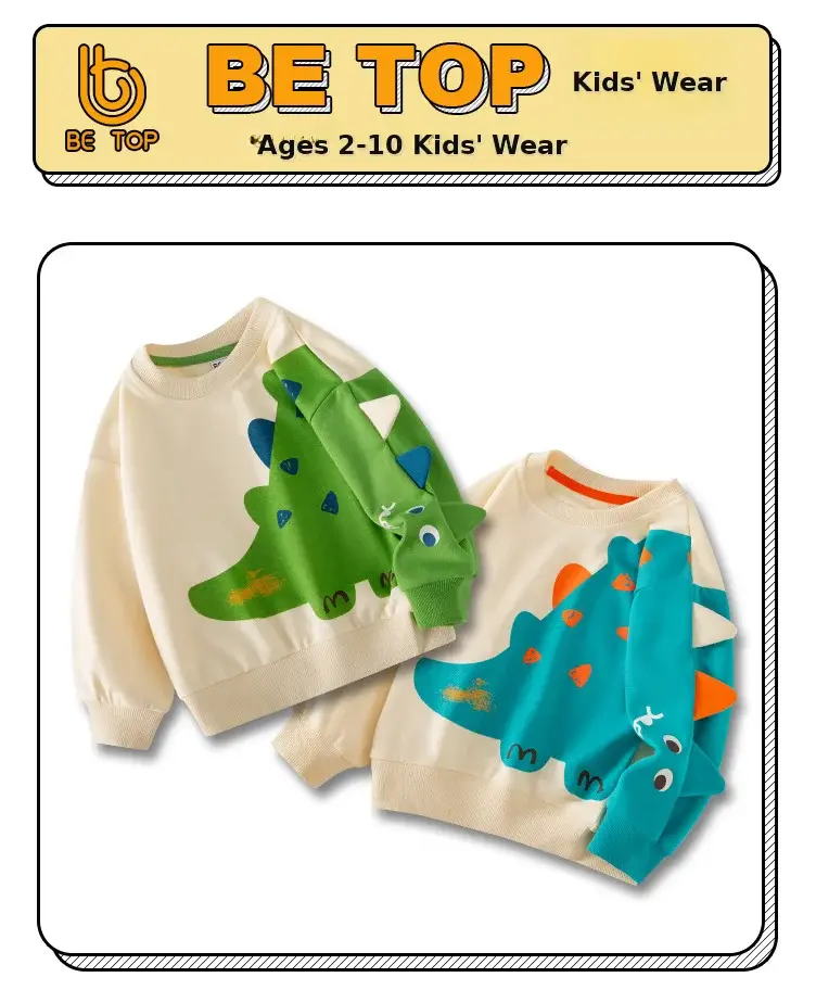 Dinosaur Printed Korean Style Boys Sweatshirt Set — feature 1