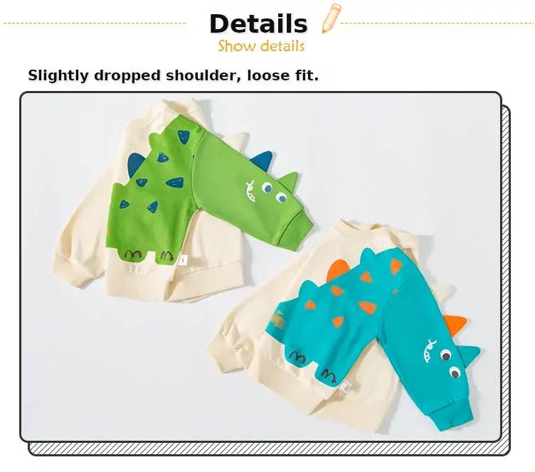 Dinosaur Printed Korean Style Boys Sweatshirt Set — feature 8