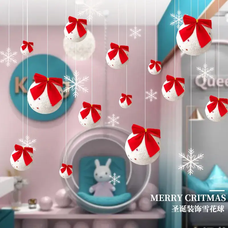 Christmas Snowball Decorations with Gold Bow - Image 6