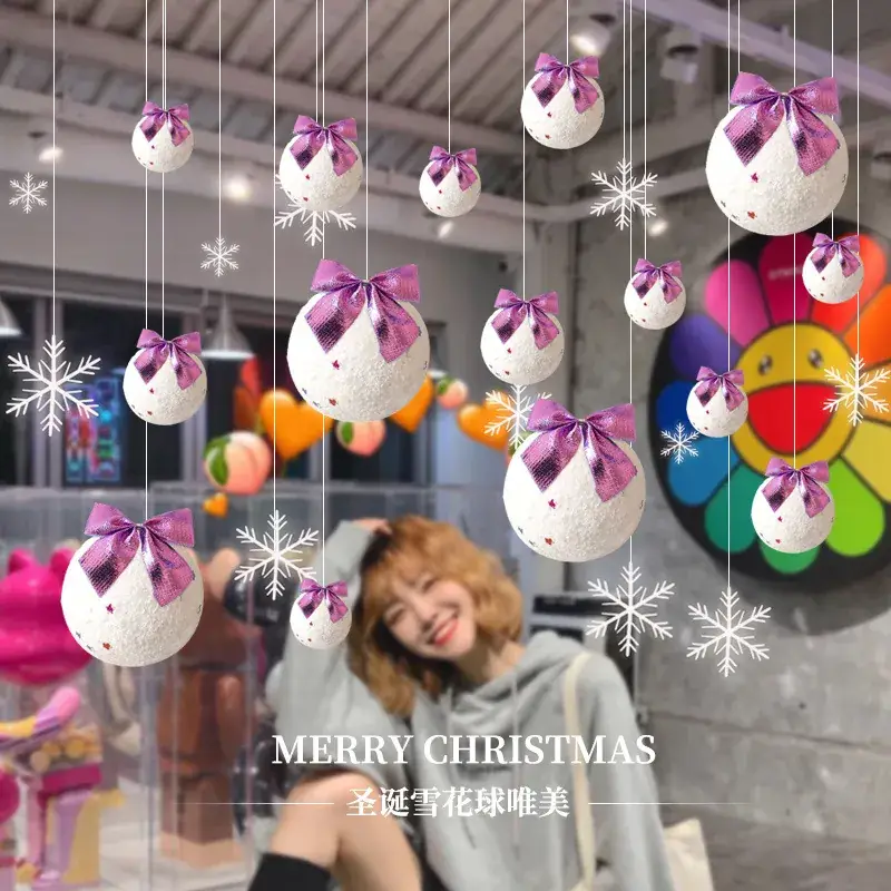 Christmas Snowball Decorations with Gold Bow - Image 7