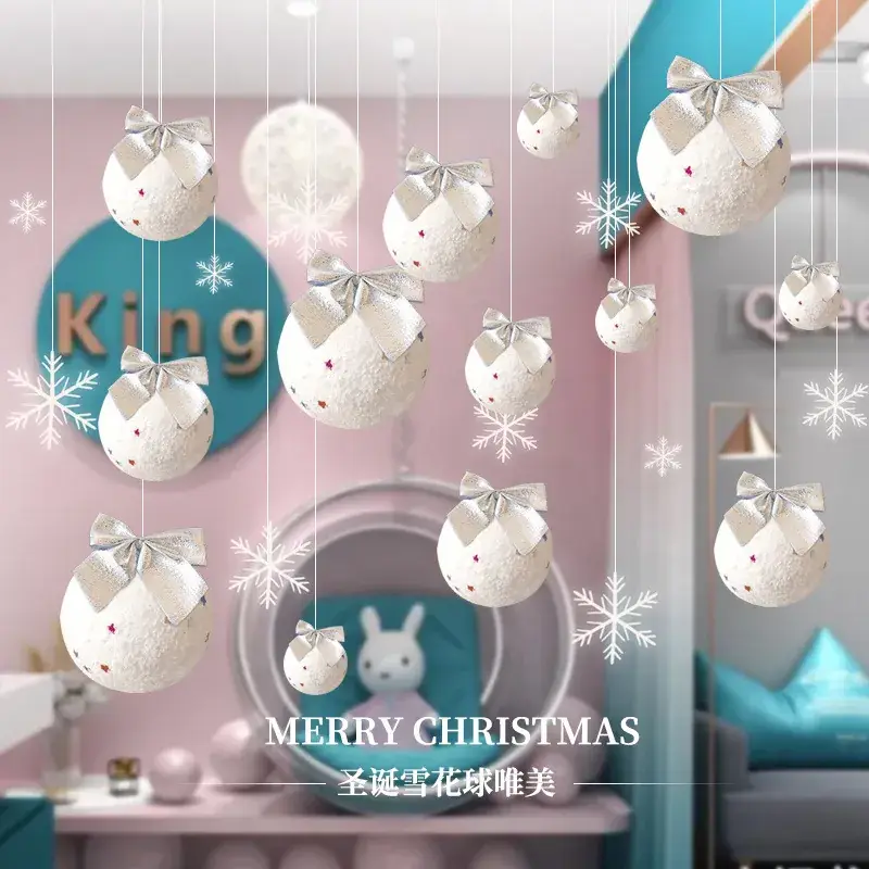 Christmas Snowball Decorations with Gold Bow - Image 8