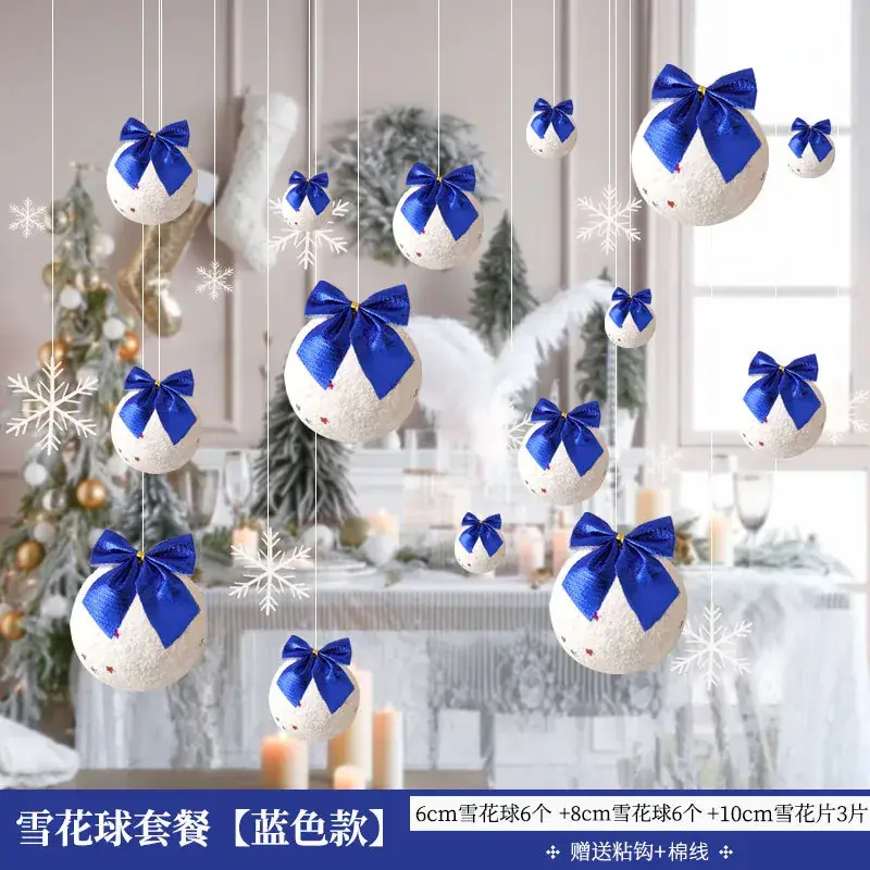 Christmas Snowball Decorations with Gold Bow - Image 3