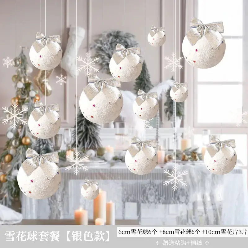 Christmas Snowball Decorations with Gold Bow - Image 4