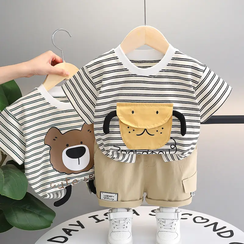 Baby Striped T-Shirt Shorts Set for Boys Summer 2024 - Image 3