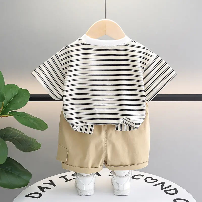 Baby Striped T-Shirt Shorts Set for Boys Summer 2024 — feature 4