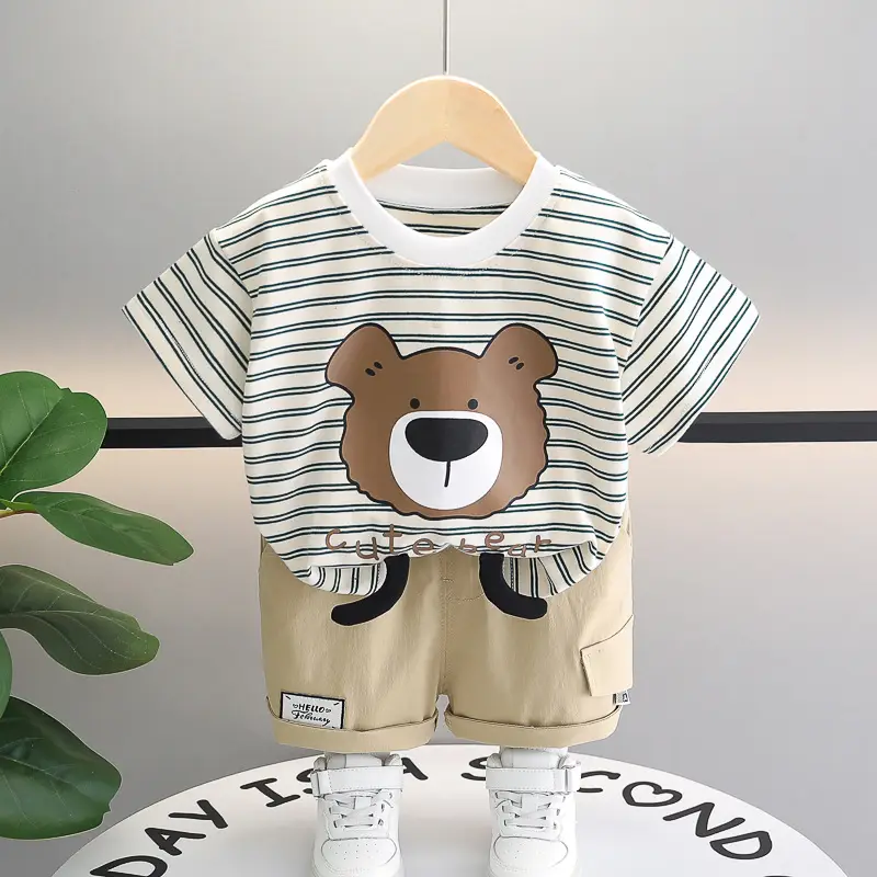 Baby Striped T-Shirt Shorts Set for Boys Summer 2024 — feature 2