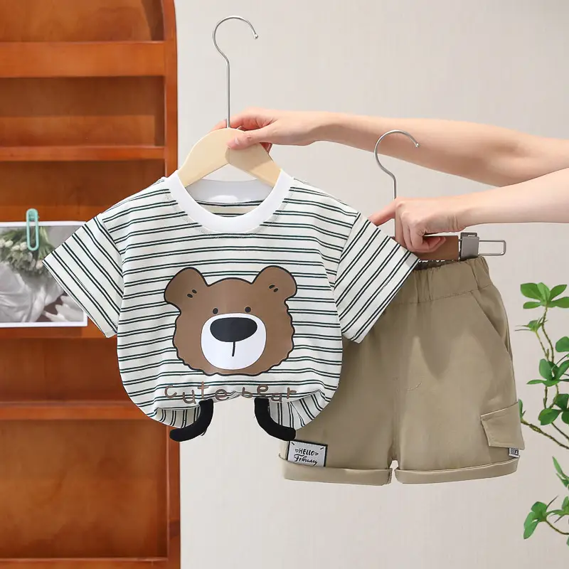 Baby Striped T-Shirt Shorts Set for Boys Summer 2024 — feature 7