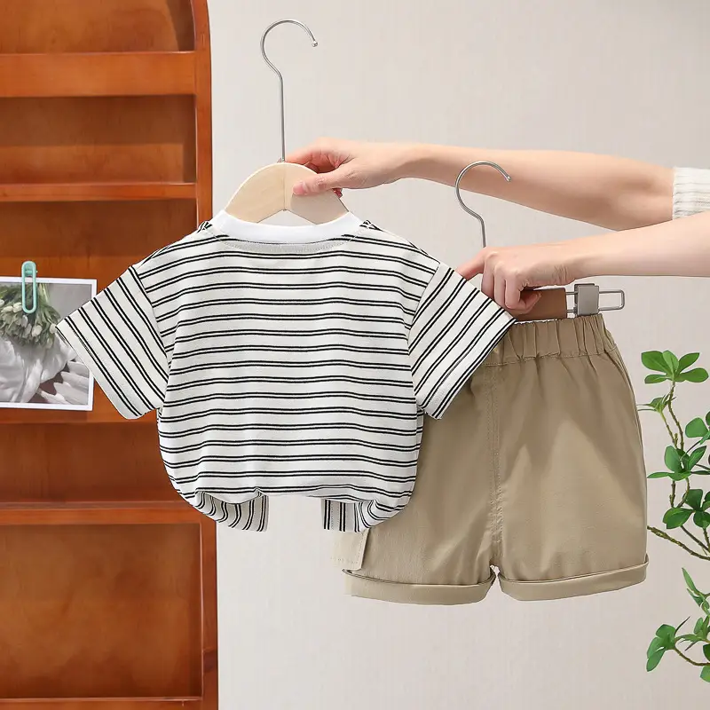 Baby Striped T-Shirt Shorts Set for Boys Summer 2024 — feature 8