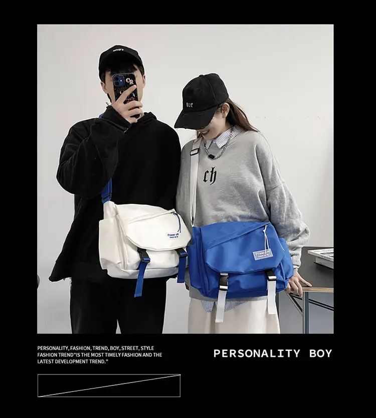Blue Men's Insulated Messenger Bag with Strap — feature 3
