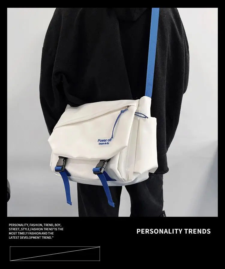 Blue Men's Insulated Messenger Bag with Strap — feature 4