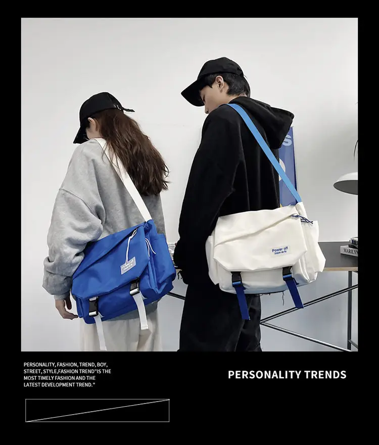 Blue Men's Insulated Messenger Bag with Strap — feature 5
