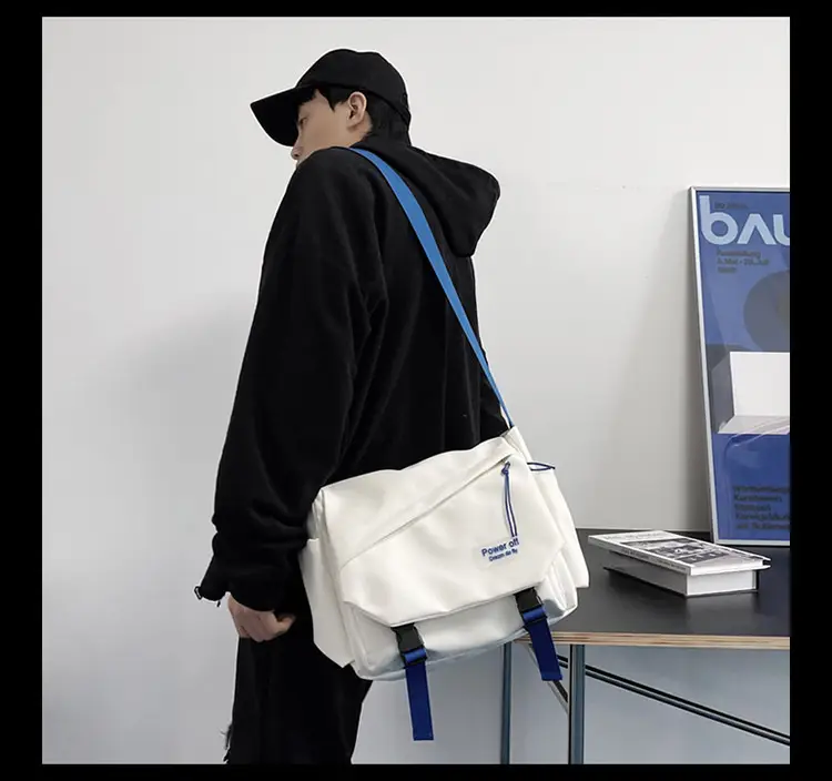 Blue Men's Insulated Messenger Bag with Strap — feature 10