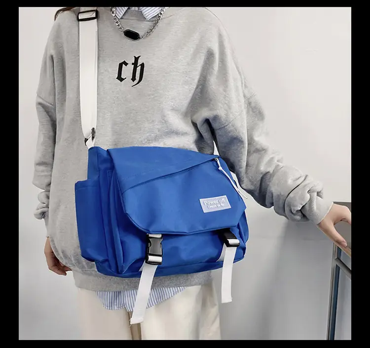 Blue Men's Insulated Messenger Bag with Strap - Image 2