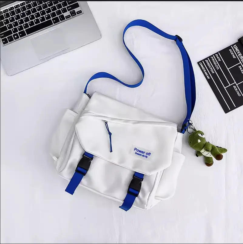 Blue Men's Insulated Messenger Bag with Strap - Image 7