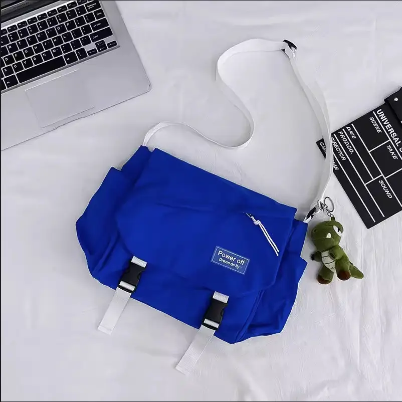 Blue Men's Insulated Messenger Bag with Strap - Image 8