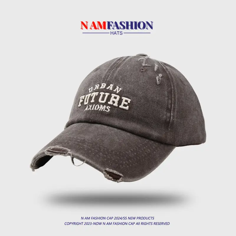 Women Grey Retro Letter Embroidered Baseball Cap - Image 7