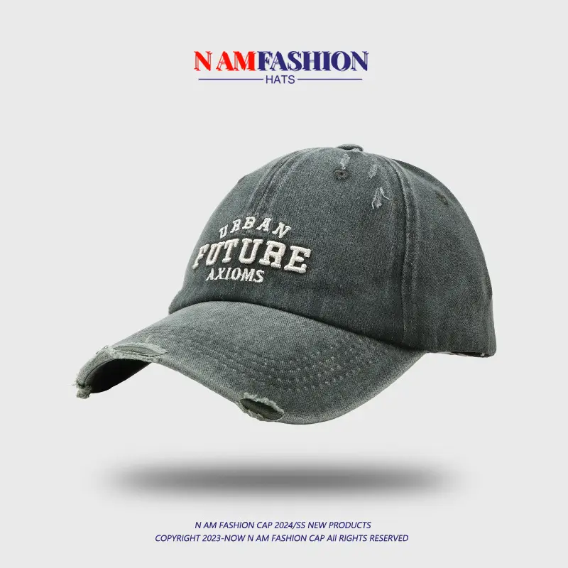 Women Grey Retro Letter Embroidered Baseball Cap — feature 1