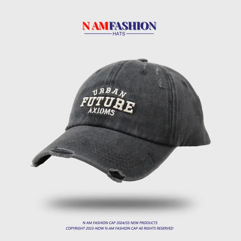 Women Grey Retro Letter Embroidered Baseball Cap — feature 2
