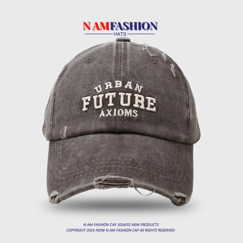 Women Grey Retro Letter Embroidered Baseball Cap — feature 7