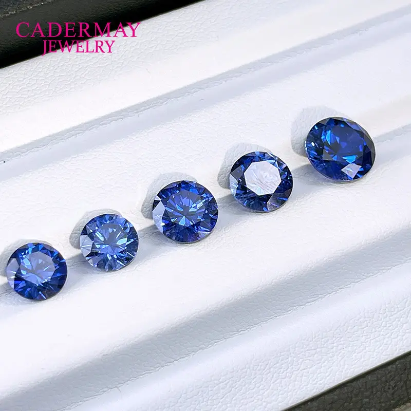 Wholesale Cultured Sapphire Cornflower Blue Round Gemstone - Image 2