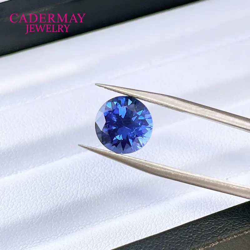 Wholesale Cultured Sapphire Cornflower Blue Round Gemstone - Image 3