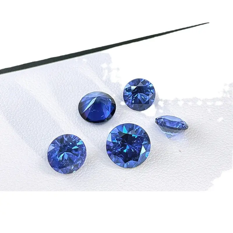 Wholesale Cultured Sapphire Cornflower Blue Round Gemstone - Image 5