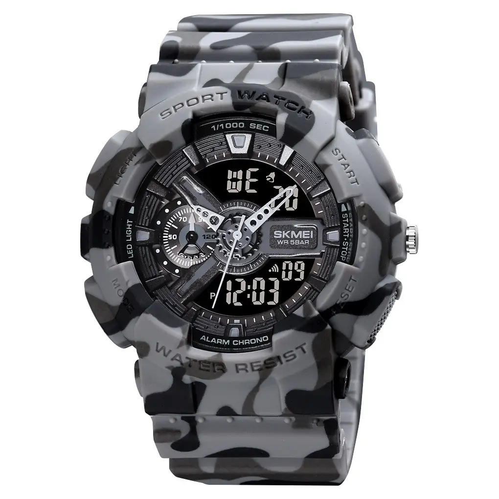 Black Digital Sports Watch with Green Display & Water Resistant - Image 7