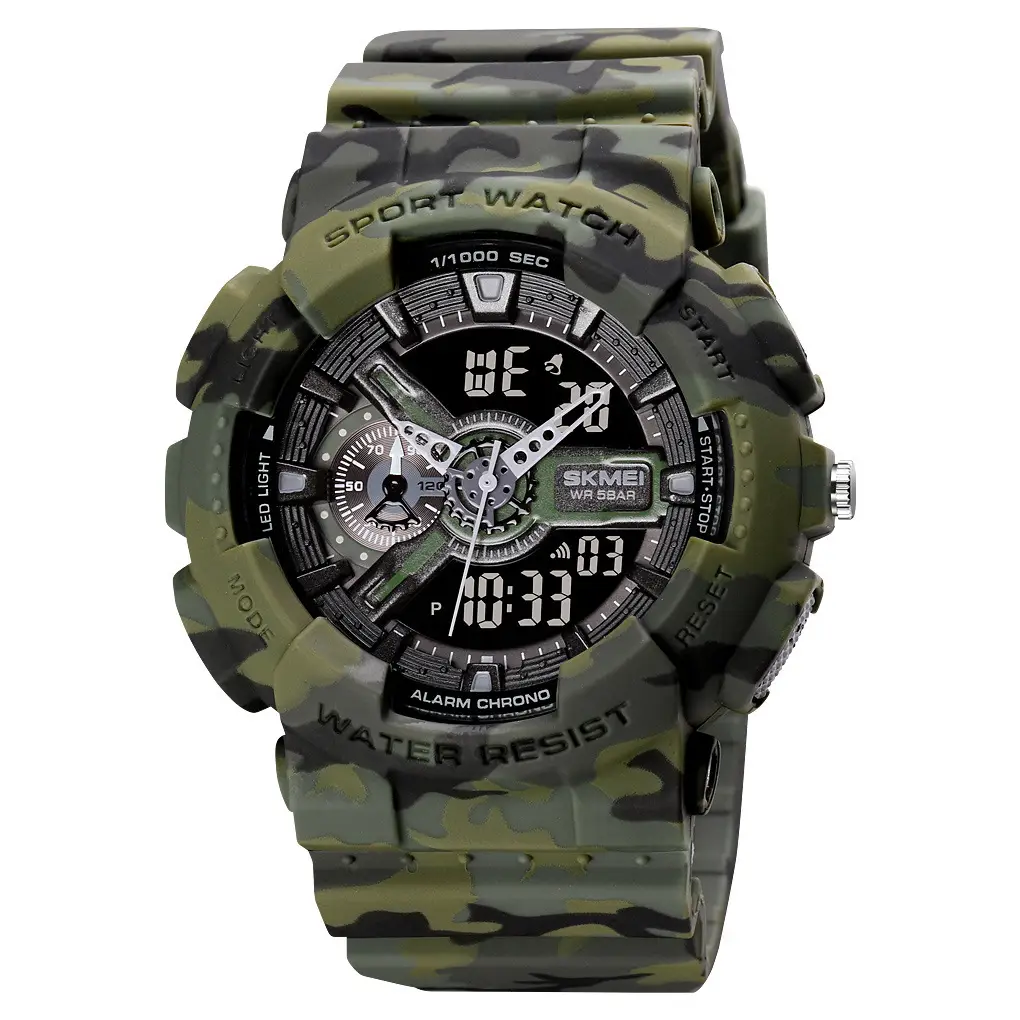 Black Digital Sports Watch with Green Display & Water Resistant - Image 8