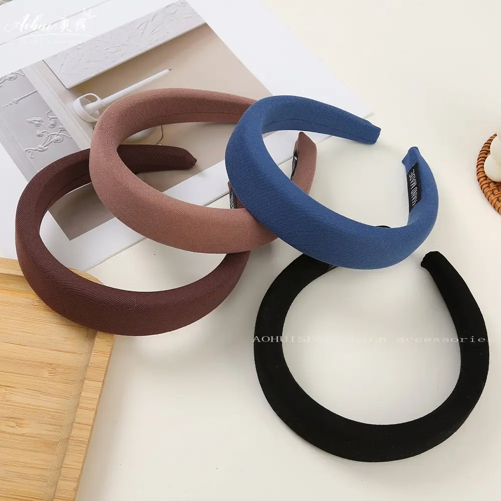 Wide Brim Hair Band for Women Summer Sponge Solid Color - Image 51