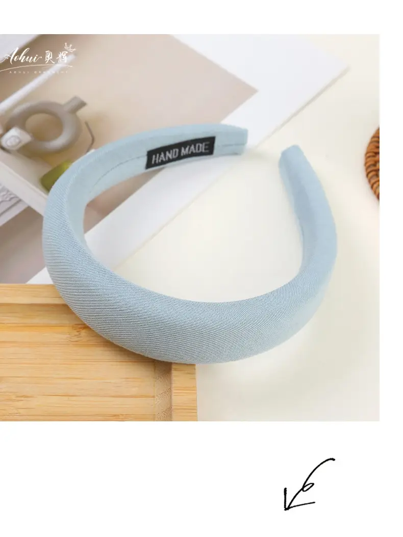 Wide Brim Hair Band for Women Summer Sponge Solid Color — feature 10