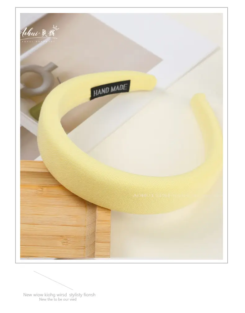 Wide Brim Hair Band for Women Summer Sponge Solid Color — feature 11