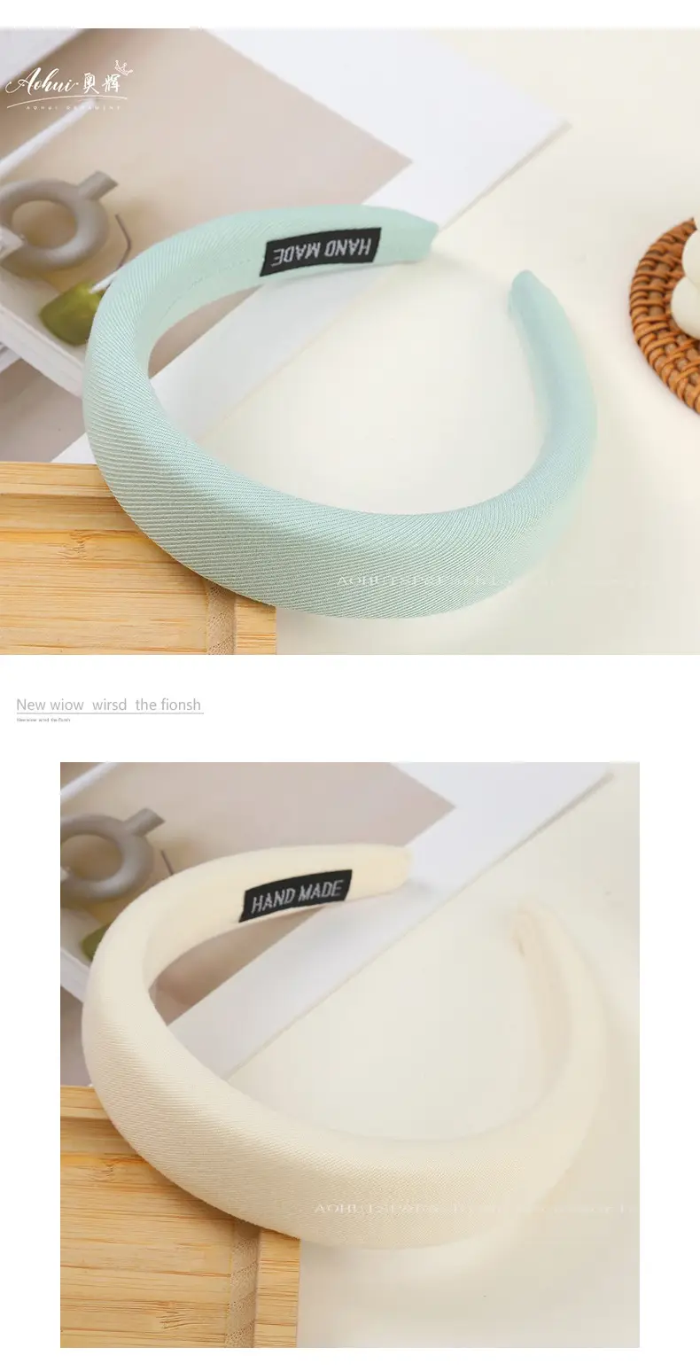 Wide Brim Hair Band for Women Summer Sponge Solid Color — feature 12