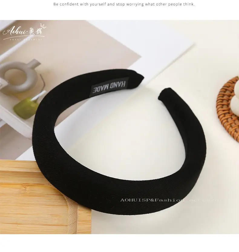 Wide Brim Hair Band for Women Summer Sponge Solid Color — feature 13