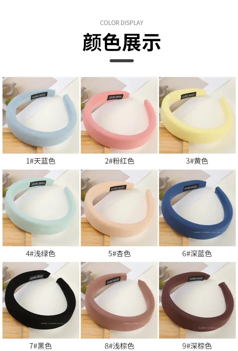 Wide Brim Hair Band for Women Summer Sponge Solid Color — feature 6