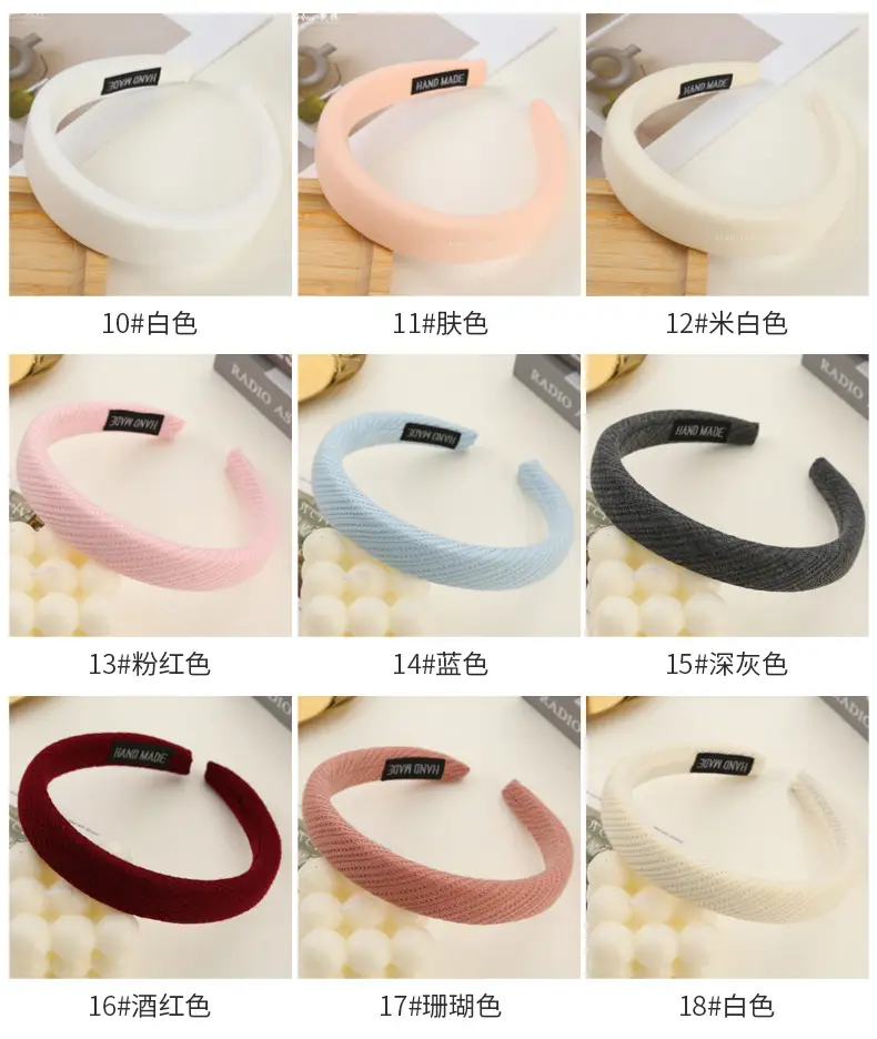 Wide Brim Hair Band for Women Summer Sponge Solid Color — feature 7