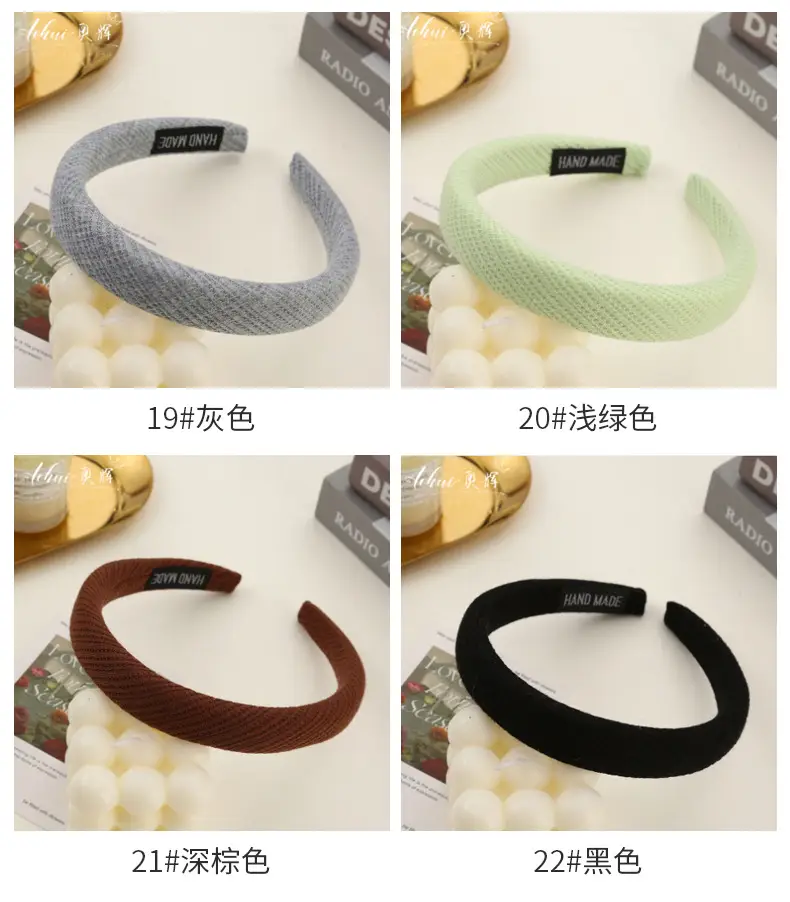 Wide Brim Hair Band for Women Summer Sponge Solid Color — feature 8
