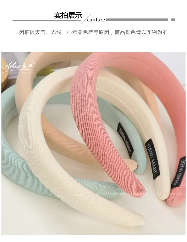 Wide Brim Hair Band for Women Summer Sponge Solid Color — feature 9