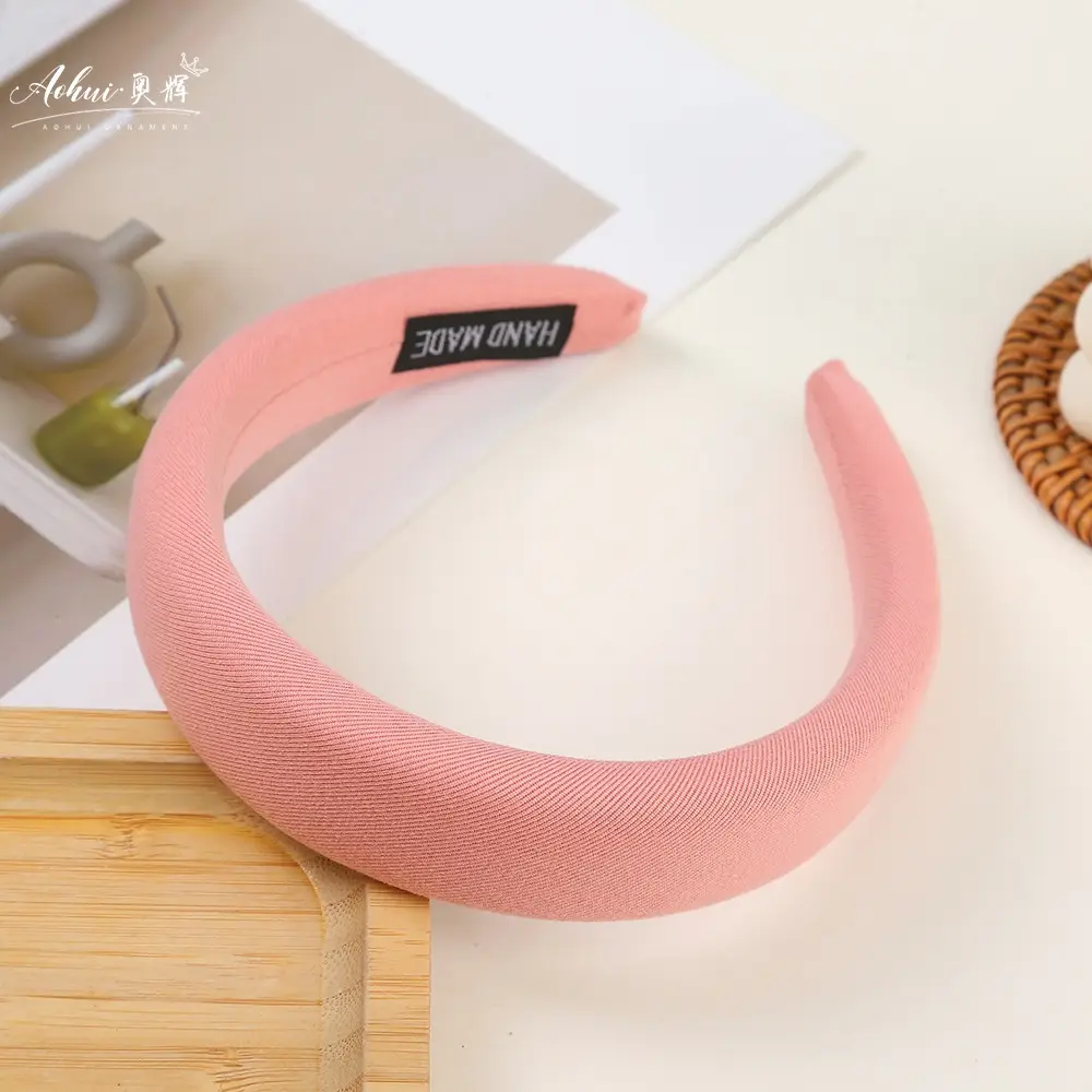Wide Brim Hair Band for Women Summer Sponge Solid Color - Image 2