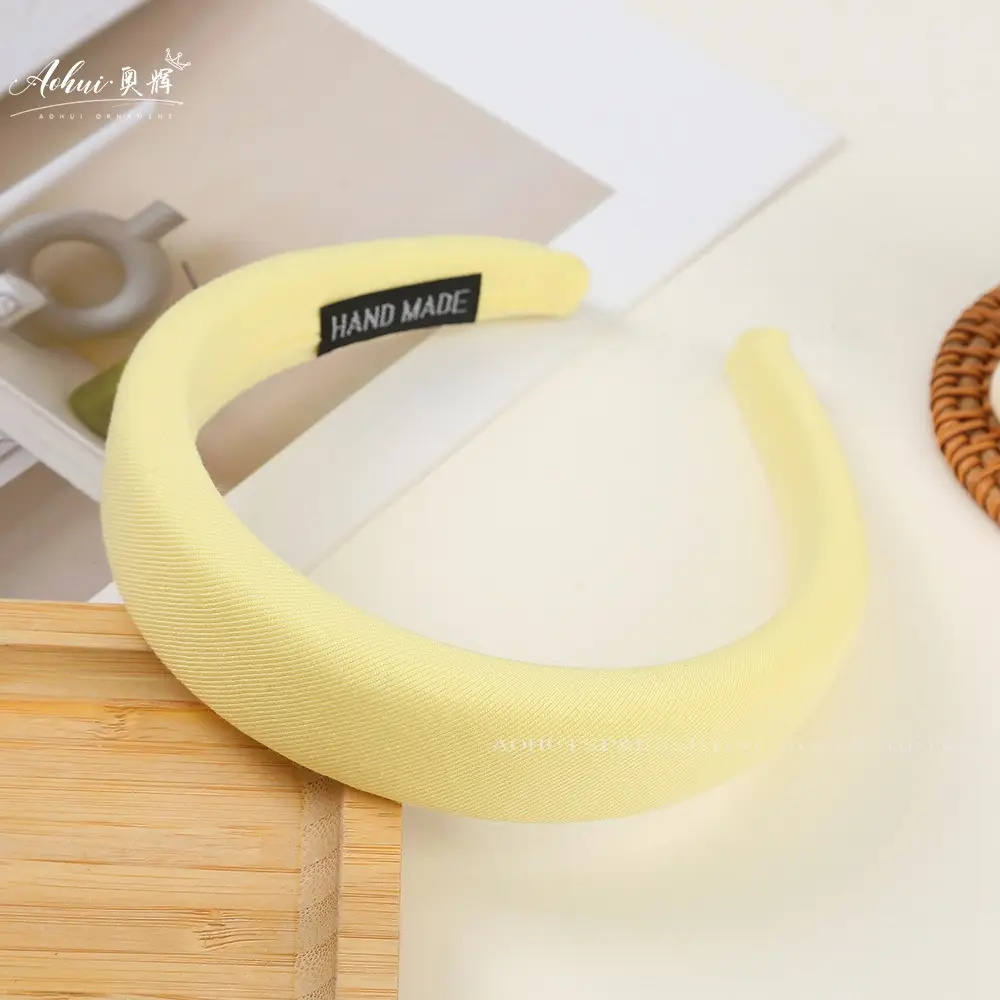 Wide Brim Hair Band for Women Summer Sponge Solid Color - Image 3