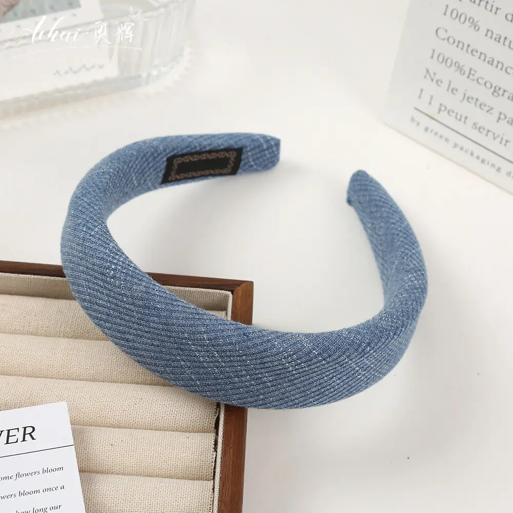 Wide Brim Hair Band for Women Summer Sponge Solid Color - Image 31