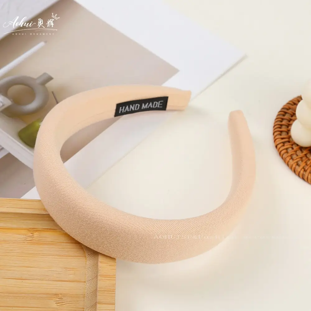 Wide Brim Hair Band for Women Summer Sponge Solid Color - Image 5