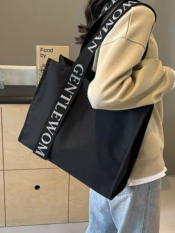 New Letter Shoulder Strap Canvas Tote Bag for Women - Image 6
