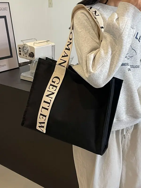 New Letter Shoulder Strap Canvas Tote Bag for Women - Image 7