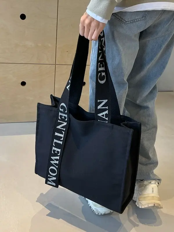 New Letter Shoulder Strap Canvas Tote Bag for Women - Image 8