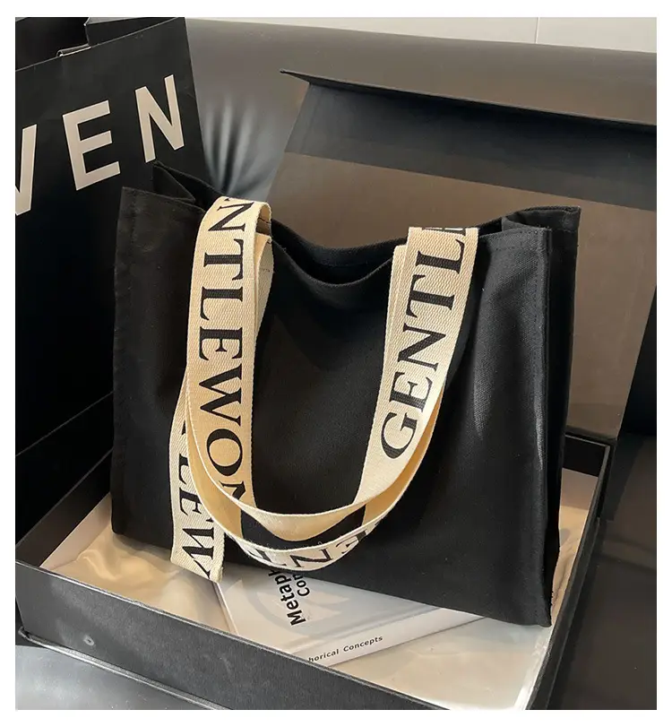 New Letter Shoulder Strap Canvas Tote Bag for Women — feature 1