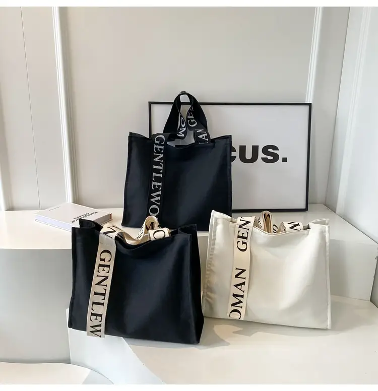 New Letter Shoulder Strap Canvas Tote Bag for Women — feature 10